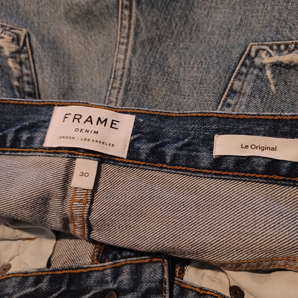 Frame Le Original High Rise Straight Fit Raw Hem Ankle Jean Size 30 - Picture 5 of 7